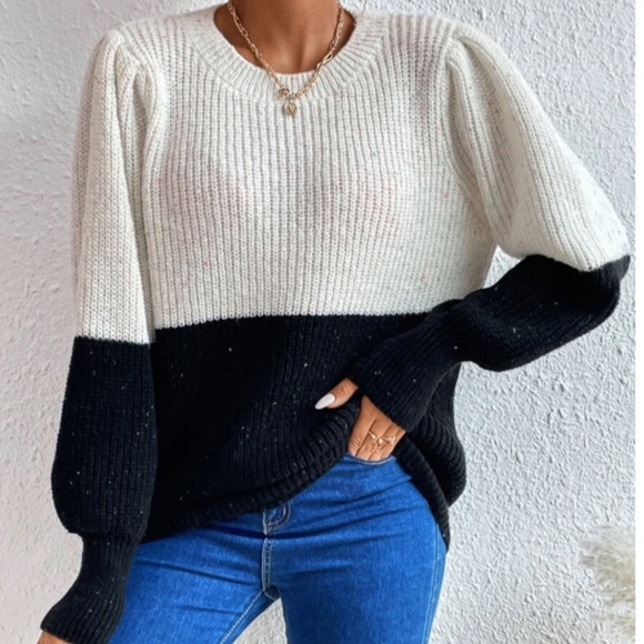 Two tone puff sleeve sweater - Picture 4 of 6